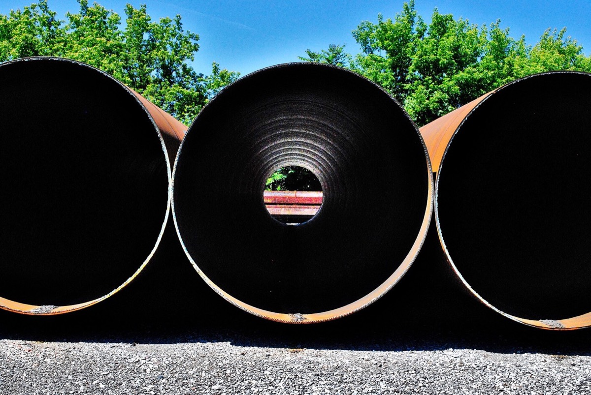 Reference photograph of large diameter steel pipes