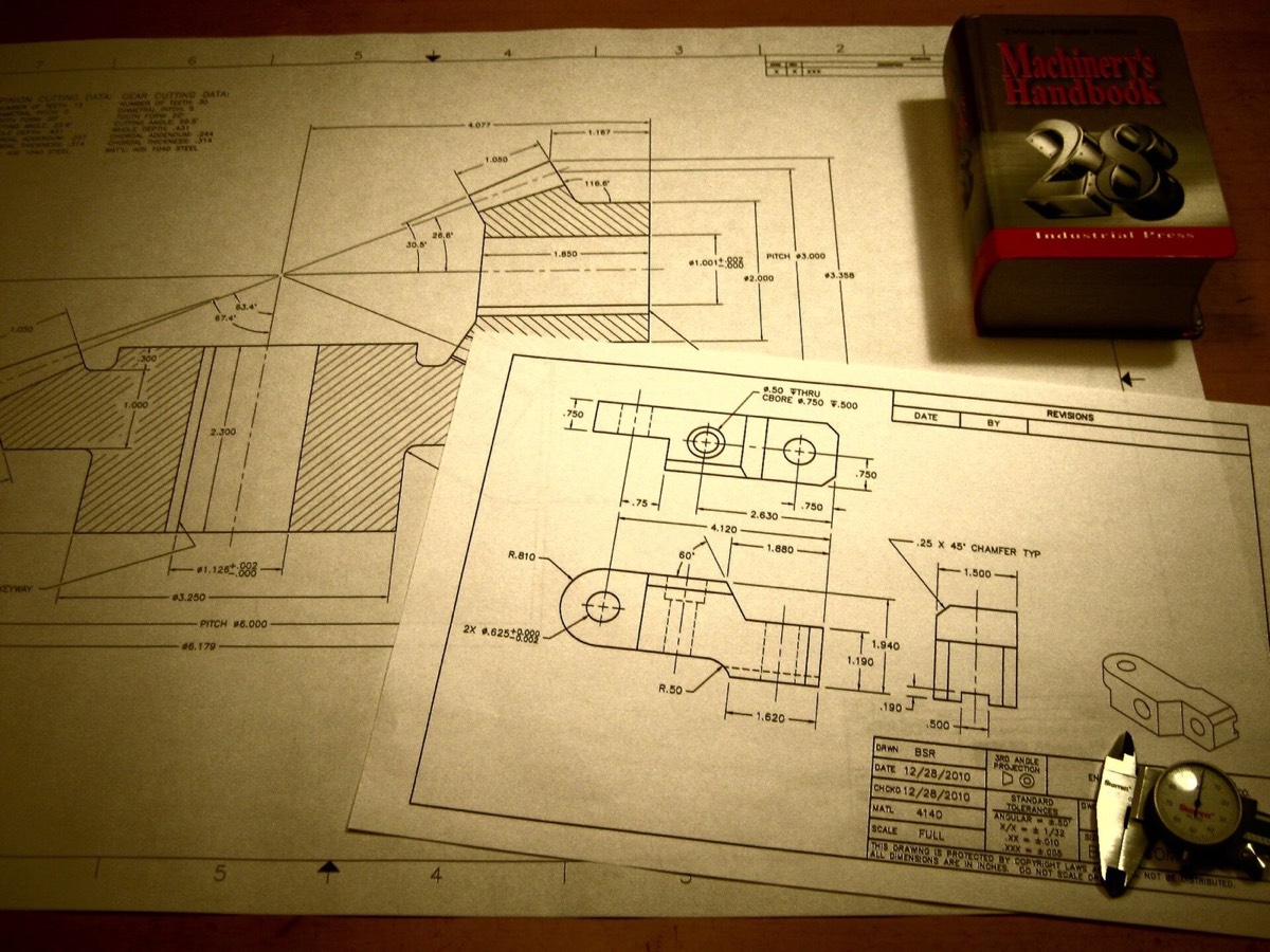 Reference photograph: Engineering drawings with Machinery's Handbook.jpg